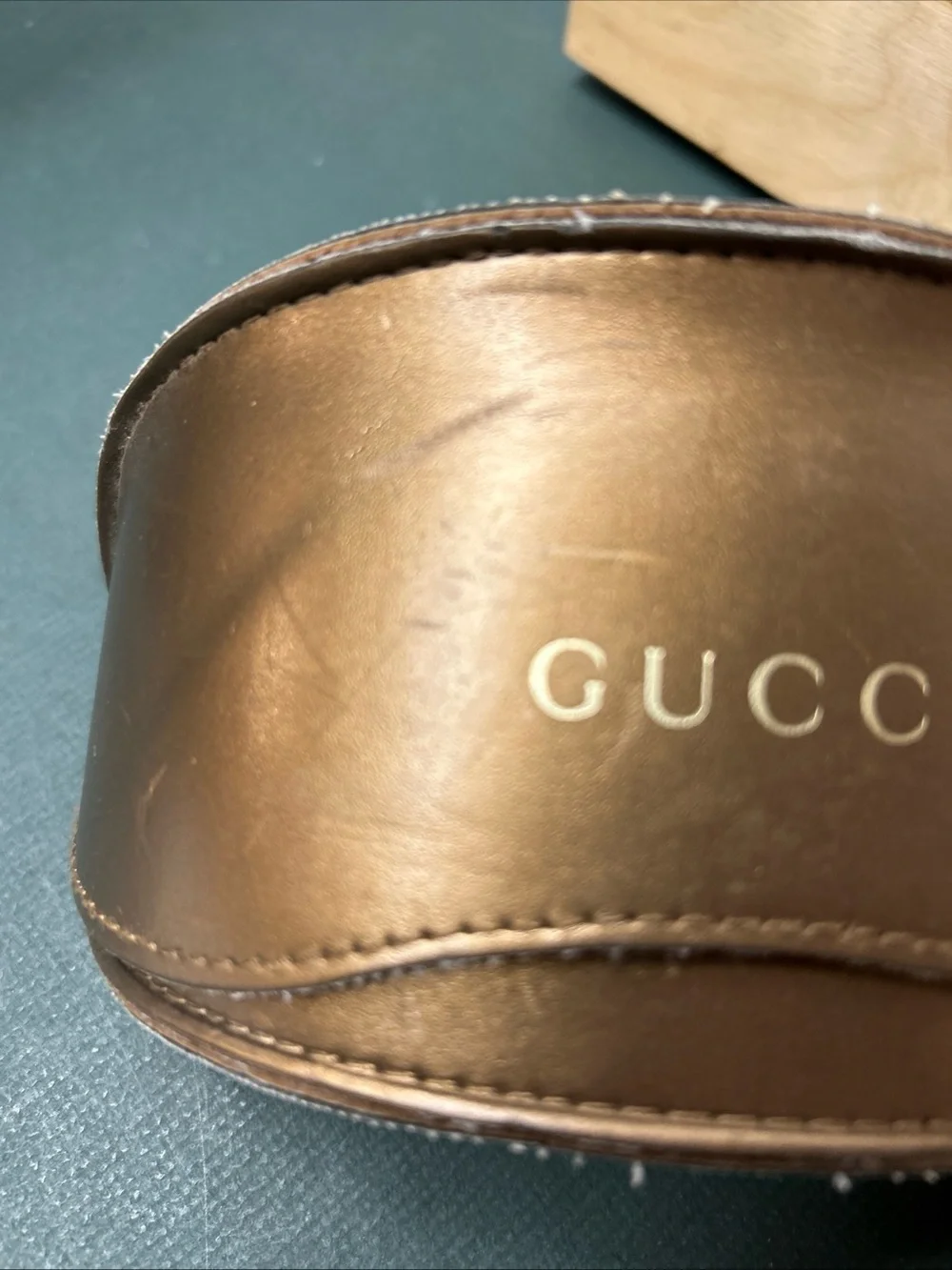 Gucci Guccissima Sunglasses soft clamshell Case in Metallic Bronze Gold brown